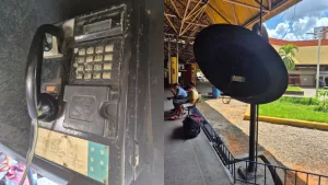 Orelhão no formato de bengala e chapéu do Padre Cícero | Foto: Rogério Brito/ Miséria/M1