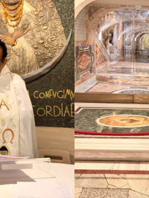 Padre Cícero Santos celebra missa na Basílica de Santa Maria Maggiore | Fotos: Reprodução/ Instagram