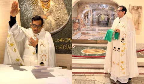 Padre Cícero Santos celebra missa na Basílica de Santa Maria Maggiore | Fotos: Reprodução/ Instagram