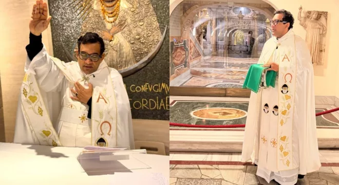 Padre Cícero Santos celebra missa na Basílica de Santa Maria Maggiore | Fotos: Reprodução/ Instagram