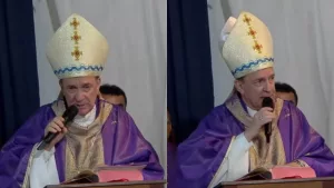 Dom Valdemir Ferreira, bispo da Diocese de Penedo, em missa em Alagoas.