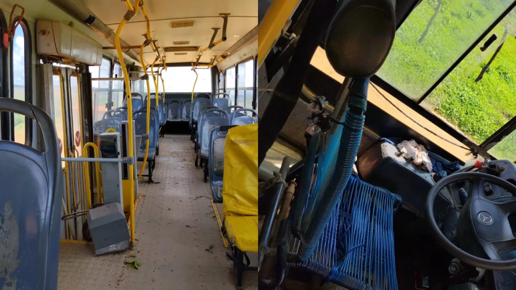 onibus escolar sucateado em barro