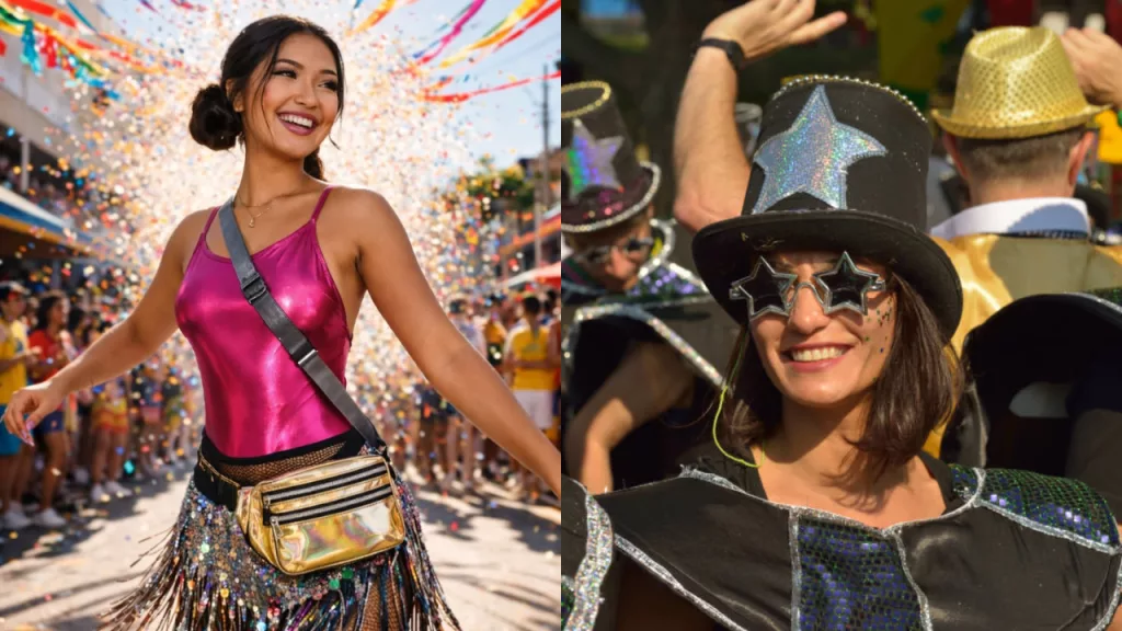 Peças holográficas e metalizadas são apostas para o Carnaval 2026