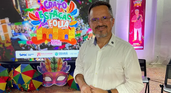 André Barreto (PT) no lançamento do Carnaval do Crato 2026.