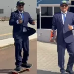 Damião Teles chegou de skate à Câmara Municipal de Juazeiro do Norte