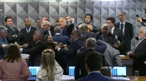 A aprovação provocou uma confusão e empurra-empurra entre parlamentares presentes na sessão.