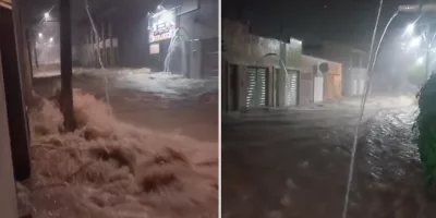 Rua do bairro Antônio Vieira tomada por água.