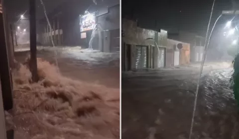 Rua do bairro Antônio Vieira tomada por água.