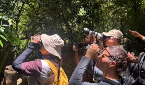 pessoas durante primeiro encontro de birdwatching, em Santana do Cariri