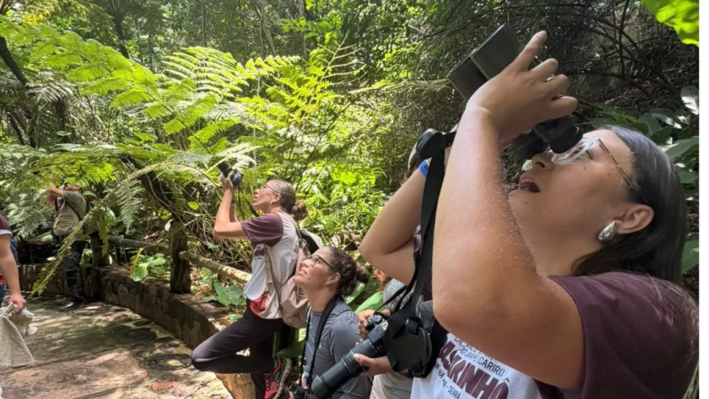 pessoas durante primeiro encontro de birdwatching no Cariri