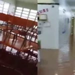 Centro de Educação Infantil em Juazeiro do Norte alagado