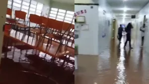 Centro de Educação Infantil em Juazeiro do Norte alagado