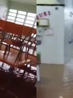 Centro de Educação Infantil em Juazeiro do Norte alagado