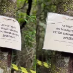 placa informando sobre a interdição temporaria do mirante do ninho, em crato