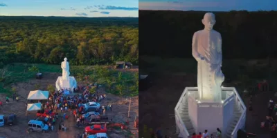 Replica da estatua de padre cícero, erguida por fiéis em mauriti.
