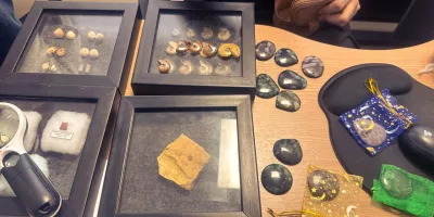 Fósseis e pedras semipreciosas apreendidas em operação da Polícia Federal (PF) no Cariri