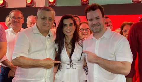José Guimarães, Catiane Landim e Guilherme Saraiva, da esquerda para a direta.