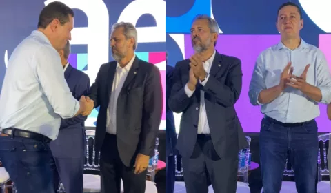 Glêdson e Elmano participam da inauguração de call center em Juazeiro do Norte | Foto: Guto Vital/ M1