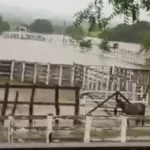 Imagens que circulam nas redes sociais mostram a pista totalmente alagada, mais parecendo um “piscinão”.