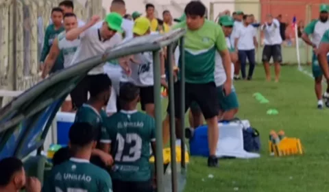 O episódio ocorreu após o time juazeirense sair atrás do placar na partida contra a seleção amadora de Brejo Santo | Foto: Reprodução