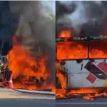 Ônibus com estudantes pega fogo em Forquilha; não houve feridos