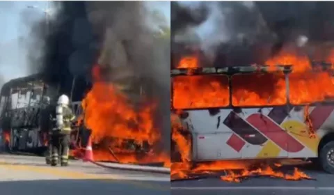 Ônibus com estudantes pega fogo em Forquilha; não houve feridos