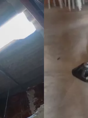 Itens vandalizados, na Capela de Nossa Senhora de Fátima, no Conjunto Oásis, em Juazeiro do Norte.