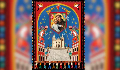 Arte de Gabriel Fernandes para o Pau da Bandeira 2026.