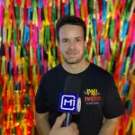 Guilherme Sampaio em evento de lançamento do Pau da Bandeira 2026.