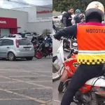 os participantes chegaram a bloquear o trânsito em uma das alças da rotatória.