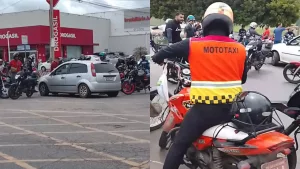 os participantes chegaram a bloquear o trânsito em uma das alças da rotatória.