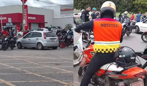 os participantes chegaram a bloquear o trânsito em uma das alças da rotatória.