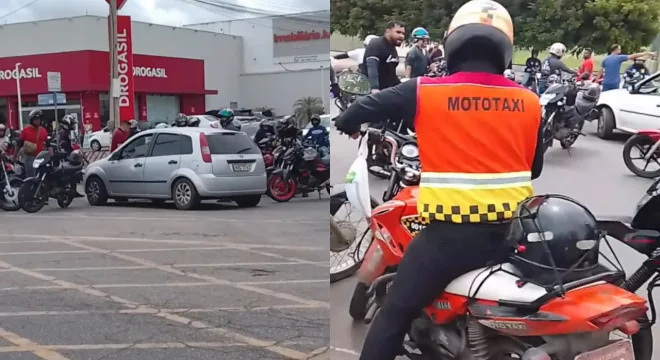 os participantes chegaram a bloquear o trânsito em uma das alças da rotatória.