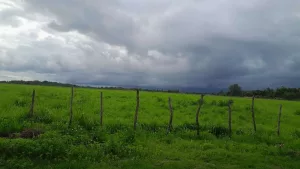 imagem mostra o céu nublado com tempo de chuva